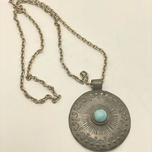 VINTAGE MODERNIST SOUTHWEST SUN WEGE TENN SWEDEN PEWTER NECKLACE